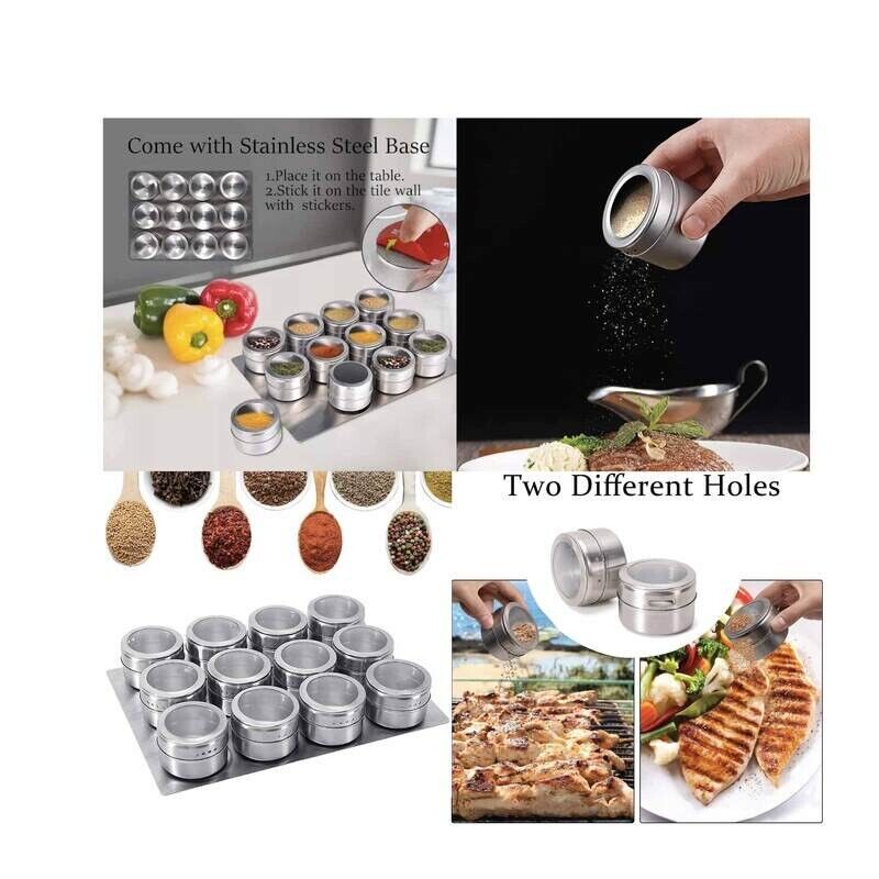 150g Magnetic Spice Jar Stainless Steel Tins - Herb Seasoning Storage Container