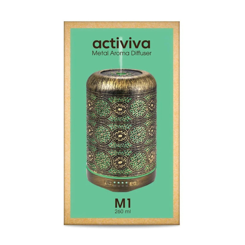 activiva 260ml Metal Essential Oil and Aroma Diffuser-Vintage Gold