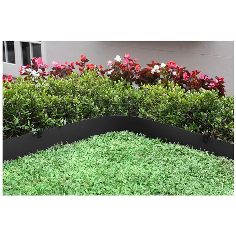 Greenlife Plastic Garden Edging 2 x 1000 x 7.5cm with 20 Pegs Black
