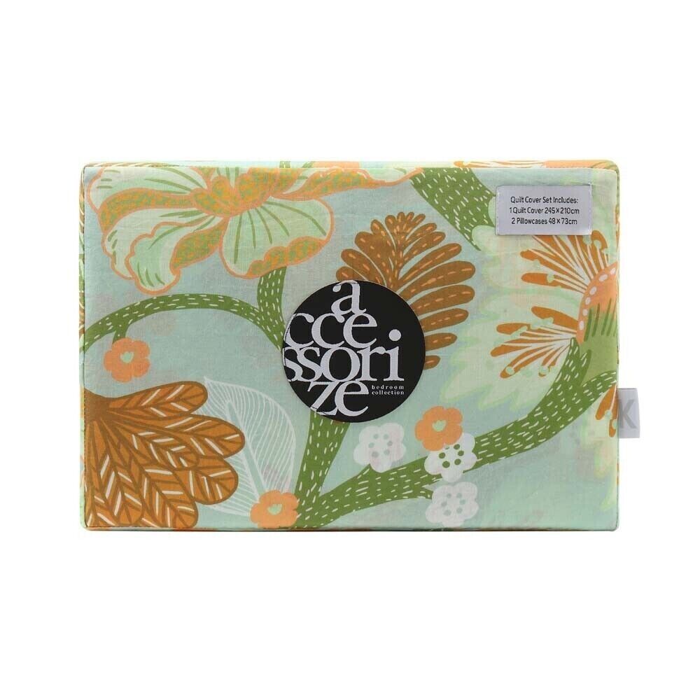 Accessorize Kienze Washed Cotton Printed Quilt Cover Set Queen