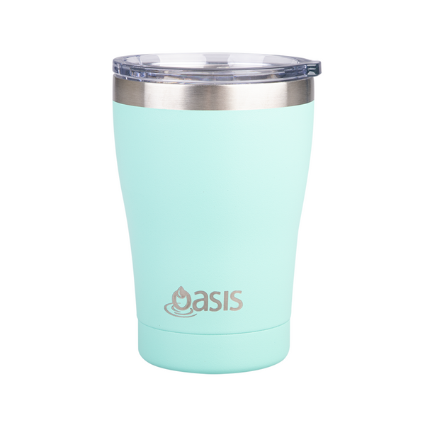 2x OASIS STAINLESS STEEL DOUBLE WALL INSULATED "TRAVEL CUP" 350ML