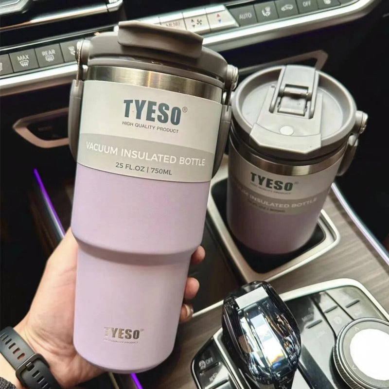 900ML Purple Stainless Steel Travel Mug with Leak-proof 2-in-1 Straw and Sip Lid, Vacuum Insulated Coffee Mug for Car, Office, Perfect Gifts, Keeps Liquids Hot or Cold