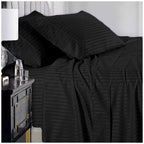 Ramesses 1000 TC Pima Cotton Narrow Stripe King Sheet Set Black