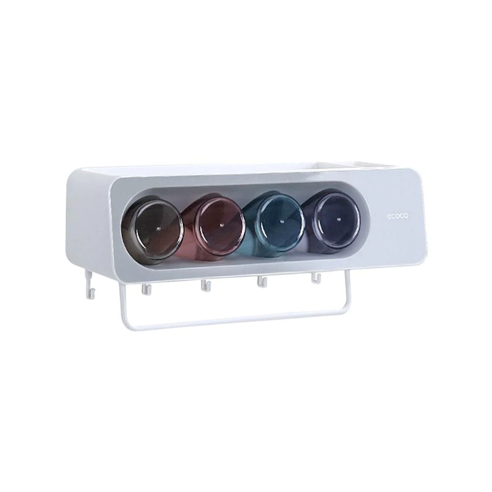 Ecoco Wall-Mounted Toothbrush Holder with 4 Cups and 4 Toothbrush Slots Toiletri