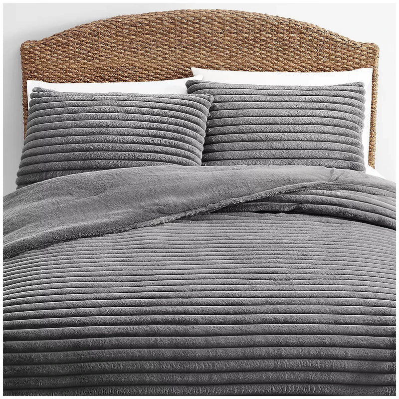 Frye Channel Comforter 3 Piece Set King Grey