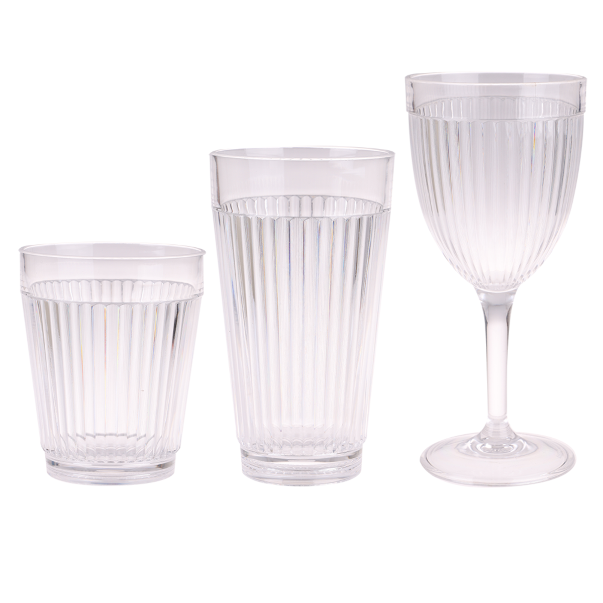 6x PIZZAZZ "RIPPLE" ACRYLIC HIGH BALL TUMBLER 450ML