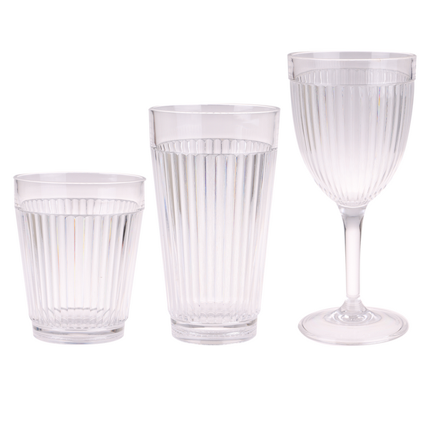 6x PIZZAZZ "RIPPLE" ACRYLIC HIGH BALL TUMBLER 450ML