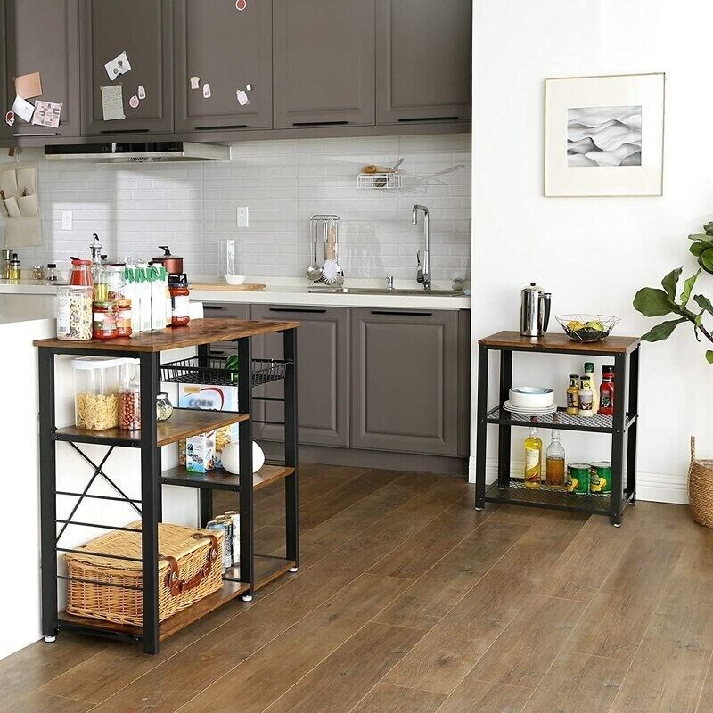 VASAGLE Kitchen Storage Shelves with Wire Basket and 6 S-Hooks