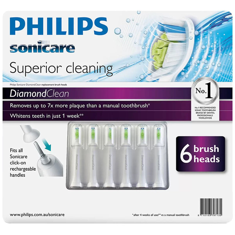 Philips Sonicare DiamondClean Electric Toothbrush Heads White 6 Pack