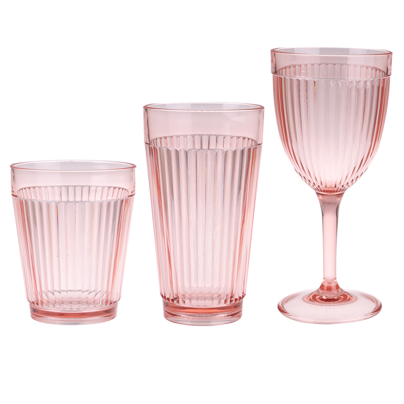 6x PIZZAZZ "RIPPLE" ACRYLIC HIGH BALL TUMBLER 450ML