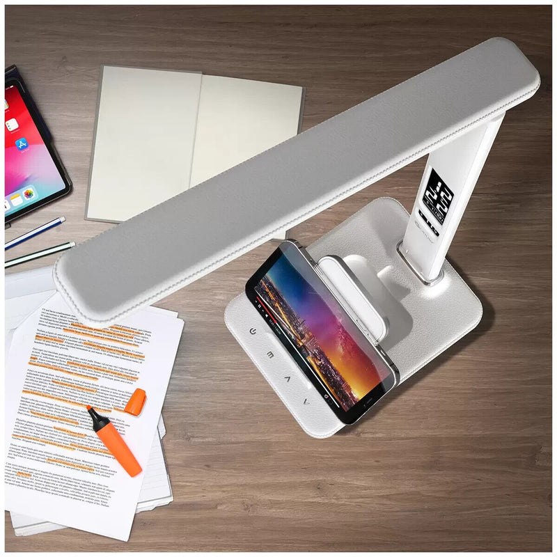 Ottlite LED Desk Lamp with Extendible Wireless Charging Base White