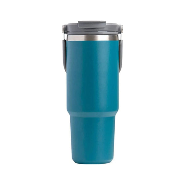 900ML Blue Stainless Steel Travel Mug with Leak-proof 2-in-1 Straw and Sip Lid, Vacuum Insulated Coffee Mug for Car, Office, Perfect Gifts, Keeps Liquids Hot or Cold