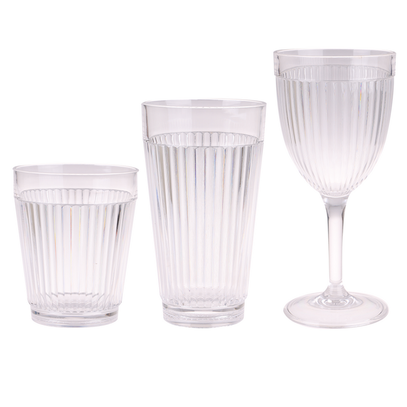 6x PIZZAZZ "RIPPLE" ACRYLIC WINE GLASS 400ML