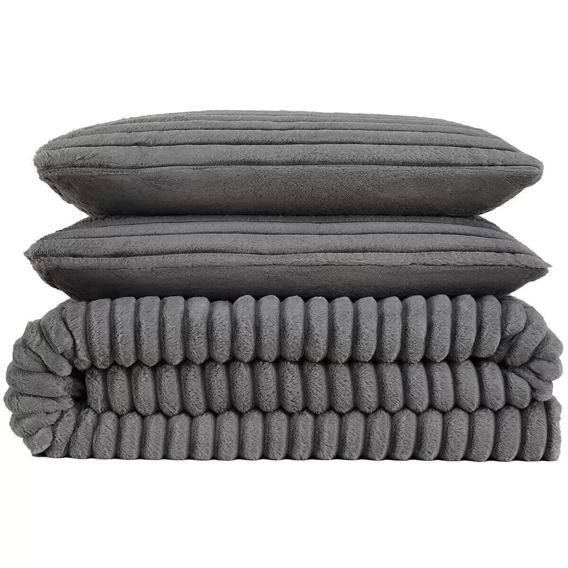 Frye Channel Comforter 3 Piece Set King Grey