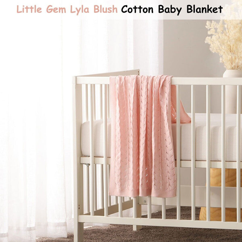 Little Gem Lyla Blush Cotton Baby Blanket 75 x 100 cm