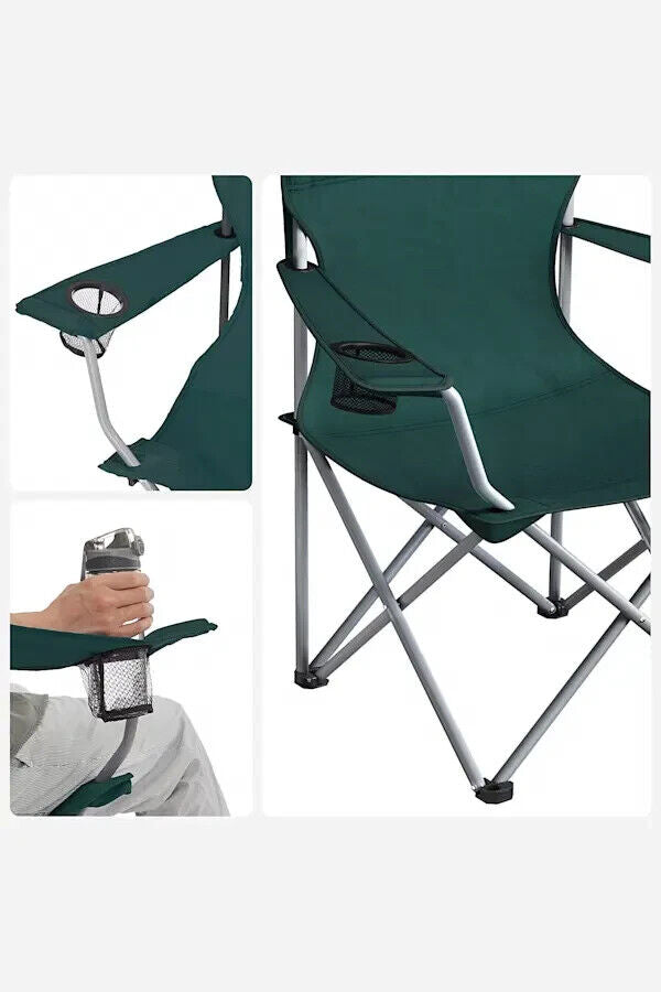 SONGMICS Set of 2 Folding Camping Outdoor Chairs Dark Green