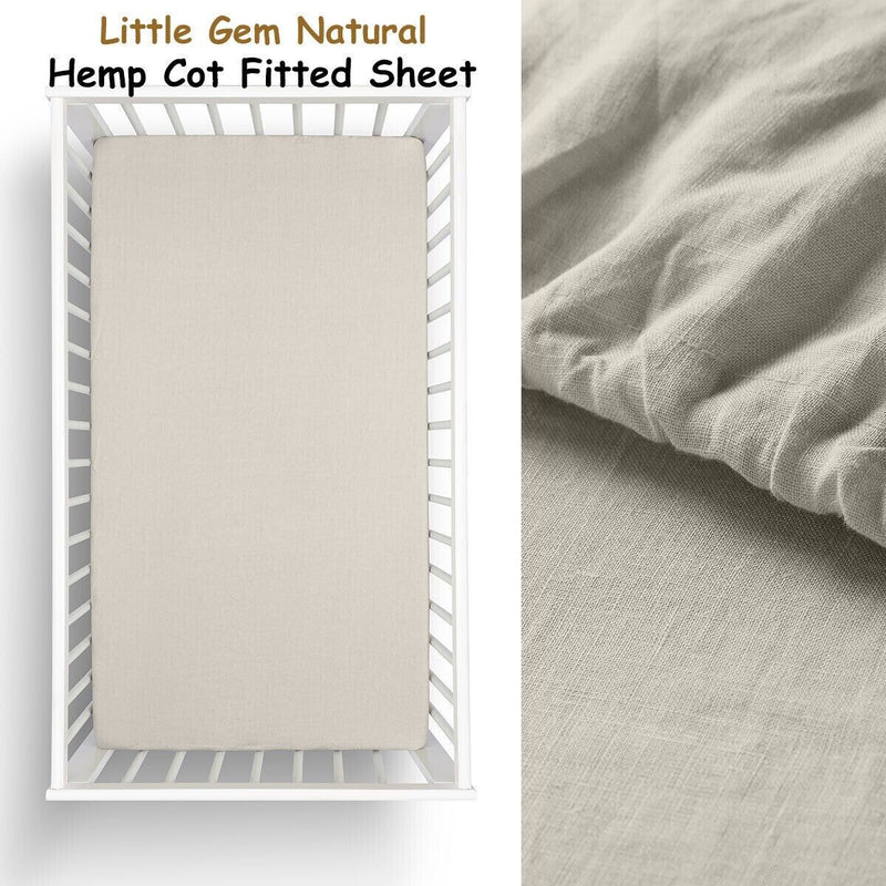 Little Gem 1 Pc Natural Hemp Cot Fitted Sheet