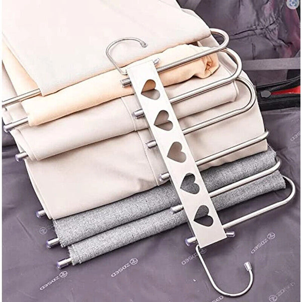 GOMINIMO 2 Pack 6 in 1 Non-Slip Metal Stainless Steel Pants Hangers (Silver) GO-PH-100-GKH