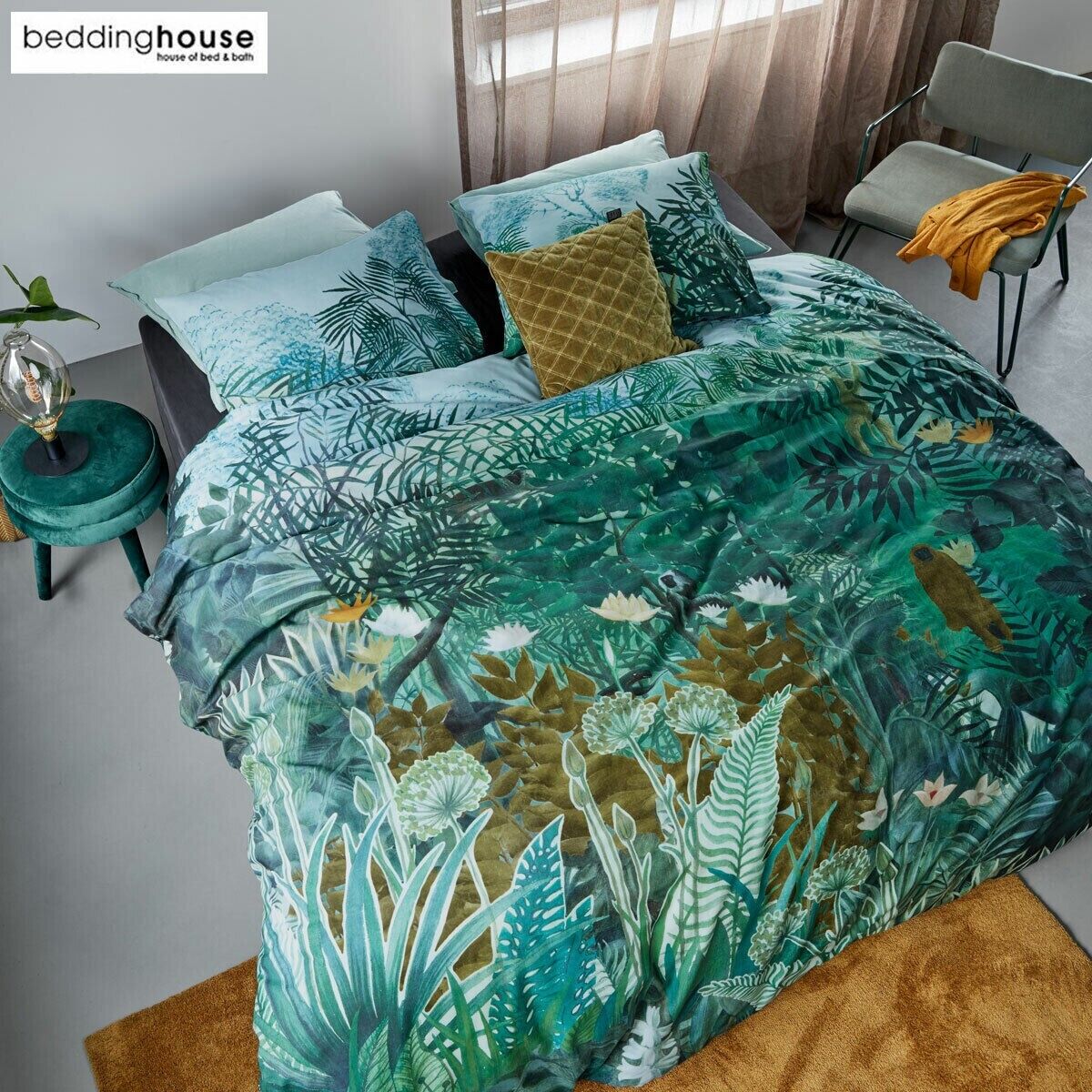 Bedding House Madagascar Green Cotton Quilt Cover Set Queen