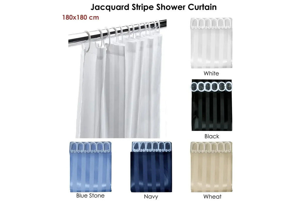 Jacquard Stripe Shower Curtain White