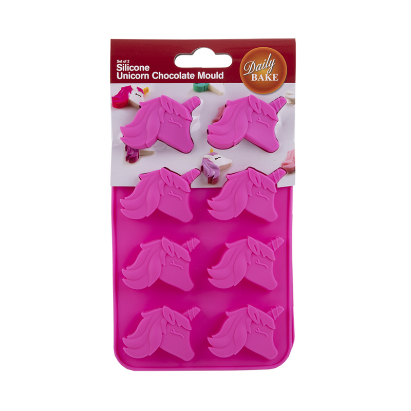 DAILY BAKE SILICONE UNICORN 8 CUP CHOCOLATE MOULD SET 2 - PINK