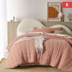 Vintage Design Homewares 3 Piece Hugo Cotton Gauze Quilted Comforter Set Clay King