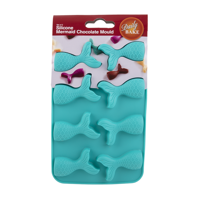 DAILY BAKE SILICONE MERMAID 8 CUP CHOCOLATE MOULD SET 2 - TURQUOISE