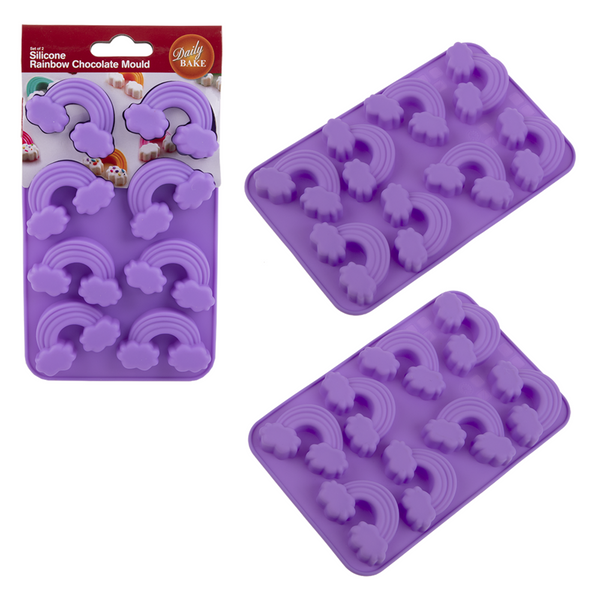 DAILY BAKE SILICONE RAINBOW 8 CUP CHOCOLATE MOULD SET 2 - PURPLE