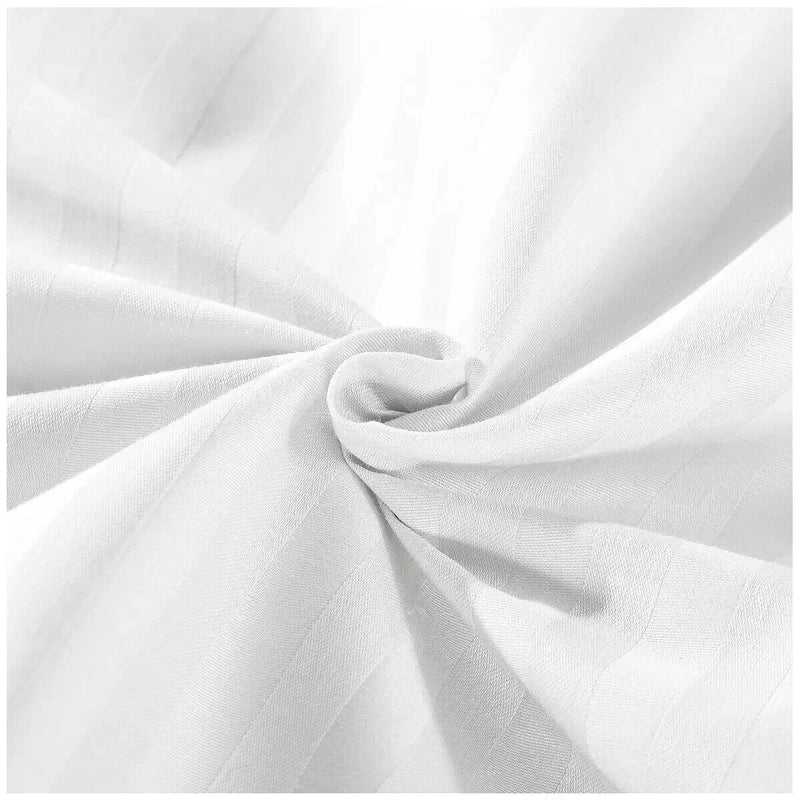 Kensington 1200TC Stripe Cotton Sheet Set Double White