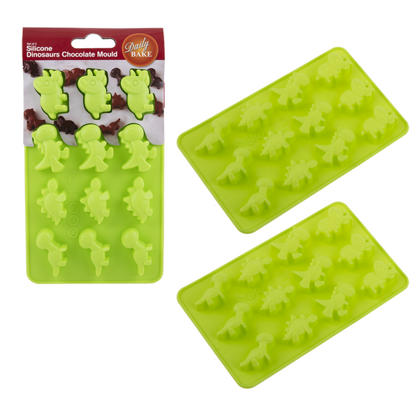 DAILY BAKE SILICONE DINOSAUR 8 CUP CHOCOLATE MOULD SET 2 - GREEN