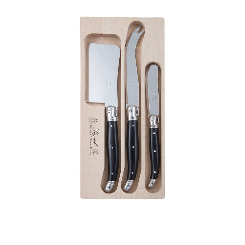 Laguiole by Andre Verdier Debutant Cheese Knife Set 3pc Black