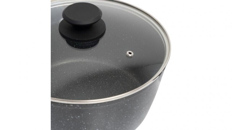 Stone Chef Forged Saucepan With Lid Cookware Kitchen Black 20cm