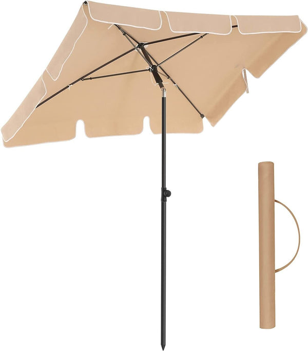 SONGMICS 2.4m Rectangular Beach Umbrella Taupe