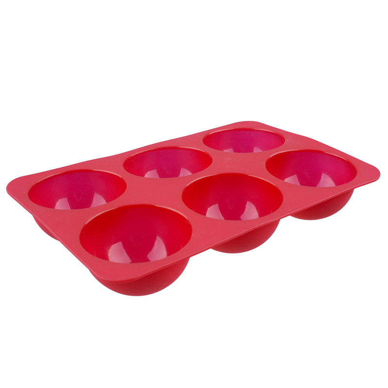 2x DAILY BAKE SILICONE 6 CUP DOME DESSERT MOULD 66MM DIA. X 40MM - RED