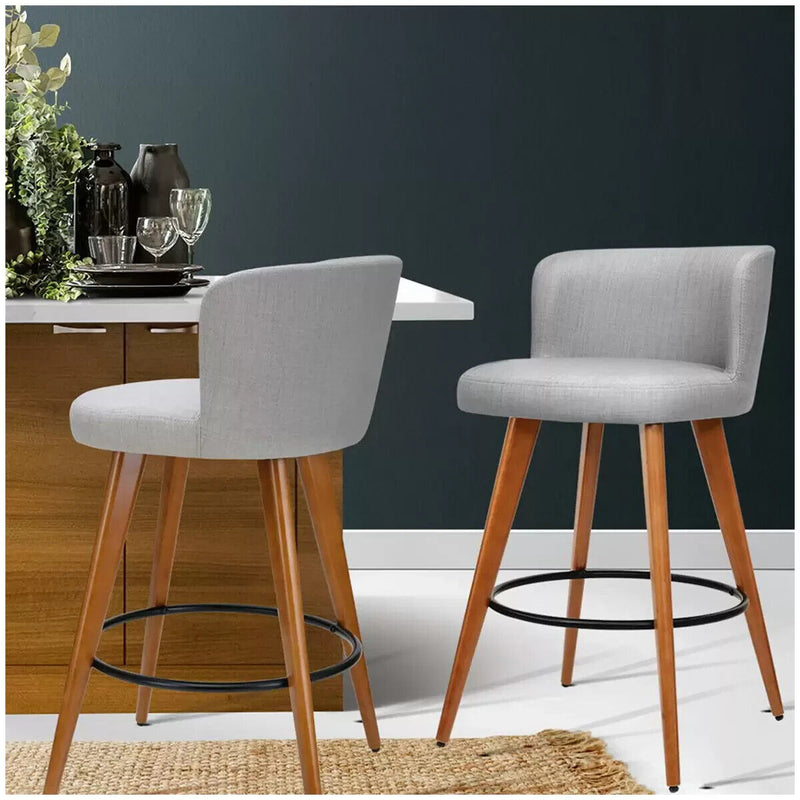 Artiss Grey Wooden Barstool 2 Pack