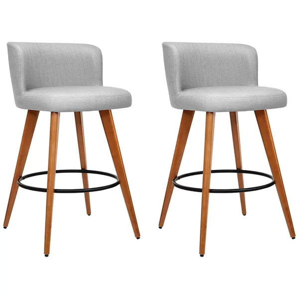 Artiss Grey Wooden Barstool 2 Pack