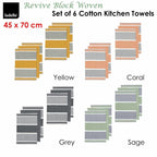 Ladelle Revive Block Woven Set of 6 Cotton Kitchen Towels Coral