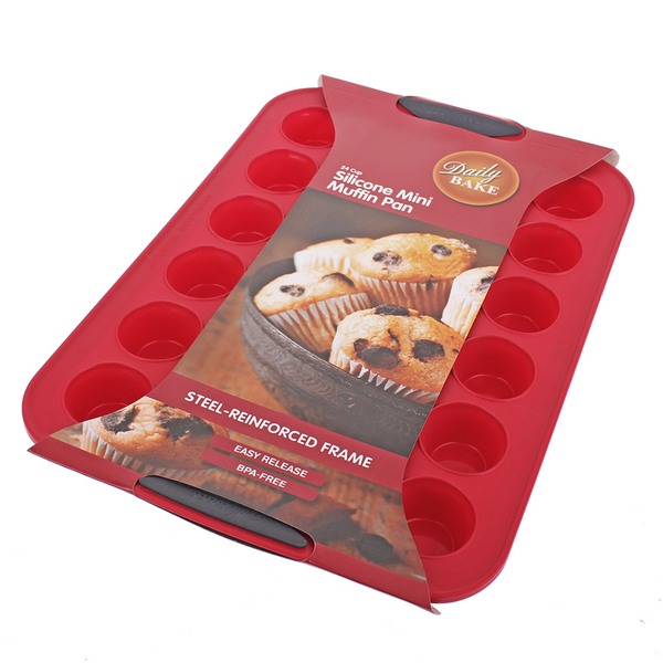 DAILY BAKE SILICONE 24 CUP MINI MUFFIN PAN - RED