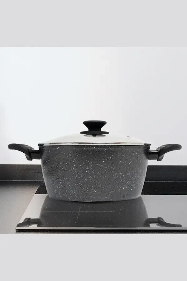 Stone Chef Forged Casserole With Lid Cookware Kitchen Black 24cm