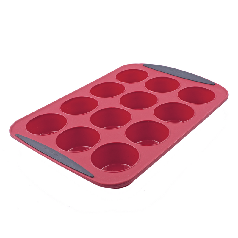 DAILY BAKE SILICONE 12 CUP MUFFIN PAN - RED