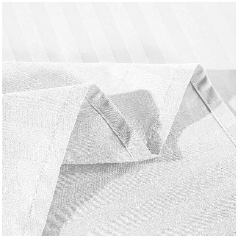 Kensington 1200TC Stripe Cotton Sheet Set Double White