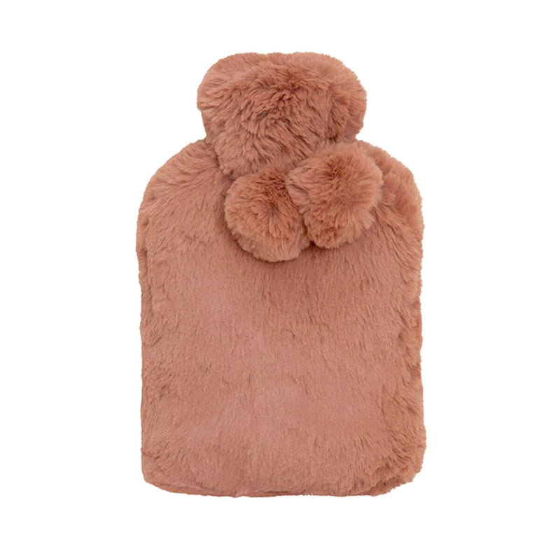 J.Elliot Home Amara Hot Water Bottle with Super Plush Faux Fur Cover Clay Pink