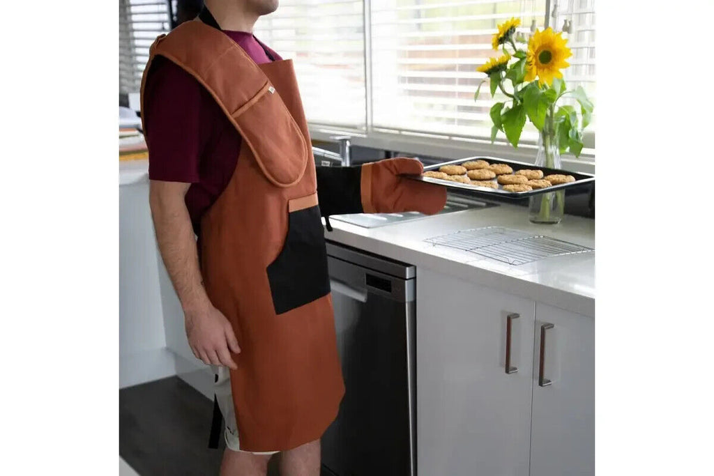 J Elliot Home Selby Cotton Double Oven Mitt Glove 17 x 82 cm Ginger & Black