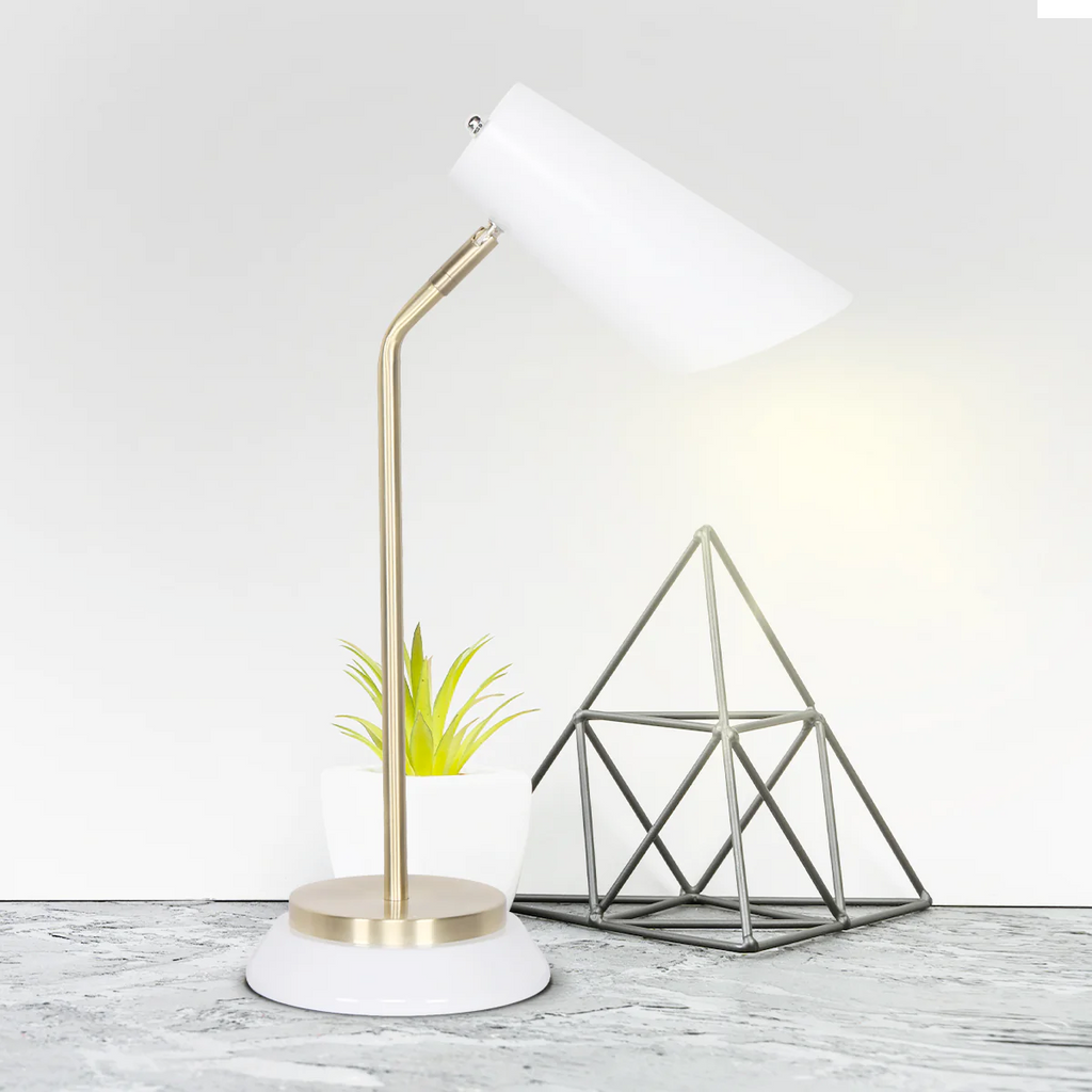Sarantino Electric Reading Light Table Lamp Brass Finish - White