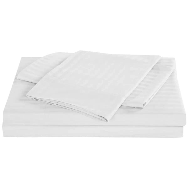 Kensington 1200TC Stripe Cotton Sheet Set Double White