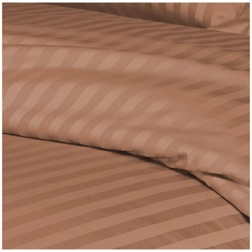 Ramesses 1200 TC Cotton Sateen Stripe King Quilt Cover Set Chocolate