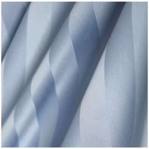 Ramesses 1200 TC Cotton Sateen Stripe Queen Quilt Cover Set Ice Blue