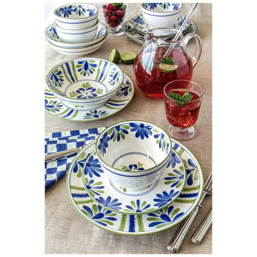 overandback Artisanal Handpainted Dinnerware Set 16 Piece