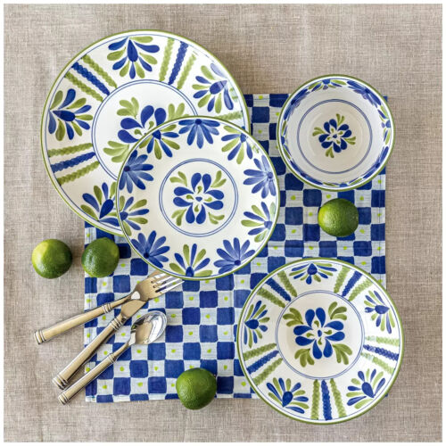 overandback Artisanal Handpainted Dinnerware Set 16 Piece