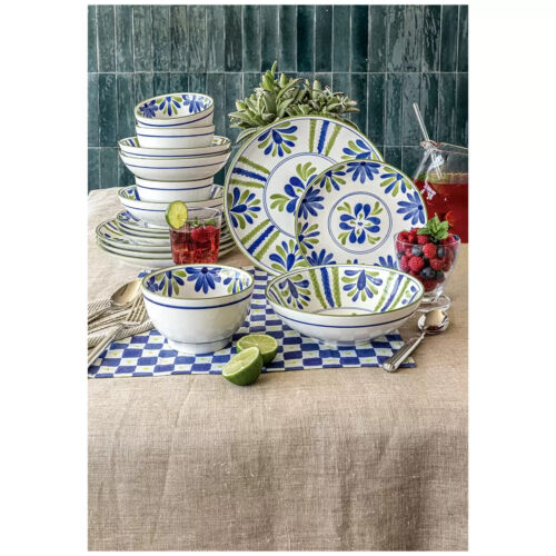 overandback Artisanal Handpainted Dinnerware Set 16 Piece